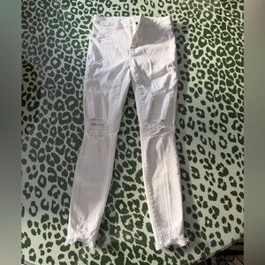 American Eagle White Distressed Hi Rise Jeggings